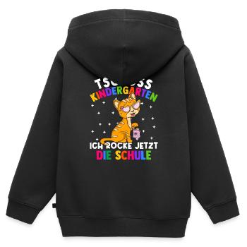 Tschüss Kindergarten ich rocke jetzt die Schule - Kinder Premium Organic Zip Hoodie - Schwarz - Hinten - AI Model Kid Male (0cm)