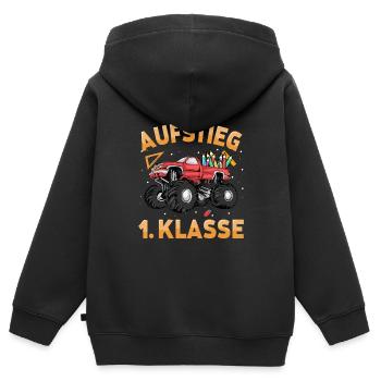 Aufstieg 1. Klasse Truck - Kinder Premium Organic Zip Hoodie - Schwarz - Hinten - AI Model Kid Male (0cm)