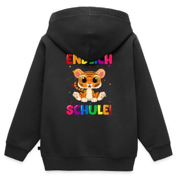Endlich Schule Tiger 1. Klasse - Kinder Premium Organic Zip Hoodie - Schwarz - Hinten - AI Model Kid Male (0cm)