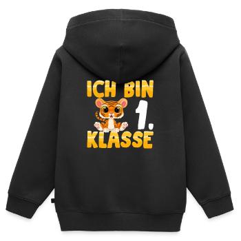 Ich bin 1. Klasse Einschulung Tiger - Kinder Premium Organic Zip Hoodie - Schwarz - Hinten - AI Model Kid Male (0cm)