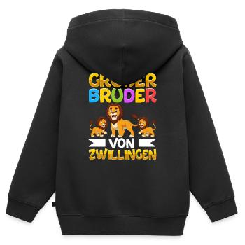 Großer Bruder 2023 Löwe Geschenk - Kinder Premium Organic Zip Hoodie - Schwarz - Hinten - AI Model Kid Male (0cm)