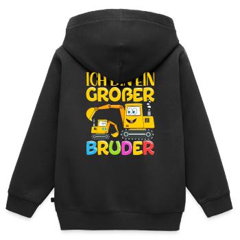 Ich werde ein Großer Bruder 2023 - Kinder Premium Organic Zip Hoodie - Schwarz - Hinten - AI Model Kid Male (0cm)