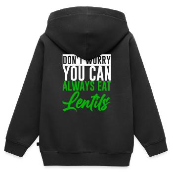 Don't Worry You Can Always Eat Lentils 2 - Kinder Premium Organic Zip Hoodie - Schwarz - Hinten - AI Model Kid Male (0cm)