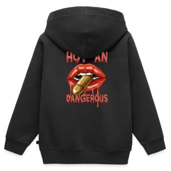Hot and Dangerous für einen Frauen und Männer - Kinder Premium Organic Zip Hoodie - Schwarz - Hinten - AI Model Kid Male (0cm)