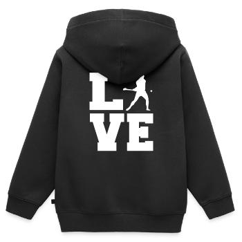 Schleudern Hurling - Kinder Premium Organic Zip Hoodie - Schwarz - Hinten - AI Model Kid Male (0cm)