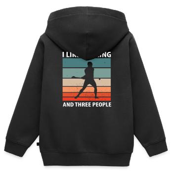 Schleudern Hurling - Kinder Premium Organic Zip Hoodie - Schwarz - Hinten - AI Model Kid Male (0cm)