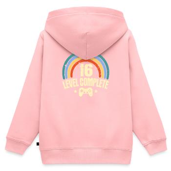 16. Geburtstag Level 16 Jahre Lustiges Gamer - Kinder Premium Organic Zip Hoodie - Rosa - Hinten - AI Model Kid Female (0cm)
