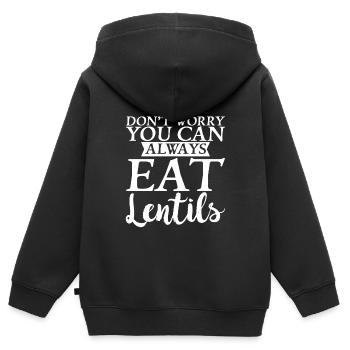 Don't Worry You Can Always Eat Lentils - Kinder Premium Organic Zip Hoodie - Schwarz - Hinten - AI Model Kid Male (0cm)