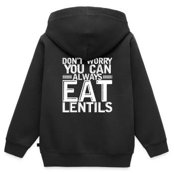 Don't Worry You Can Always Eat Lentils 3 - Kinder Premium Organic Zip Hoodie - Schwarz - Hinten - AI Model Kid Male (0cm)