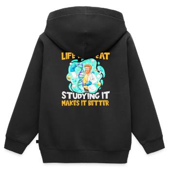 Biologie Biologe Biologie Hauptfach - Kinder Premium Organic Zip Hoodie - Schwarz - Hinten - AI Model Kid Male (0cm)