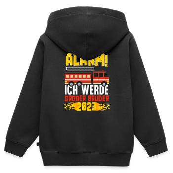 Alarm Ich Werde Großer Bruder 2023 - Kinder Premium Organic Zip Hoodie - Schwarz - Hinten - AI Model Kid Male (0cm)