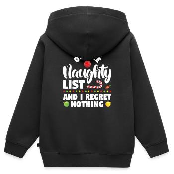 Sur la liste des vilains et je n’ai aucun regret - Sweat Premium à capuche zippé enfant bio - noir - Dos - AI Model Kid Male (0cm)