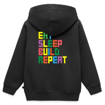 Kinder Bausteine Ziegel Spielzeug Klemmbausteine - Kinder Premium Organic Zip Hoodie - Schwarz - Hinten - AI Model Kid Male (0cm)