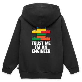Kinder Bausteine Ziegel Spielzeug Klemmbausteine - Kinder Premium Organic Zip Hoodie - Schwarz - Hinten - AI Model Kid Male (0cm)