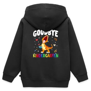 Goodbye Kindergarten Dinosaurier Schultüte - Kinder Premium Organic Zip Hoodie - Schwarz - Hinten - AI Model Kid Male (0cm)