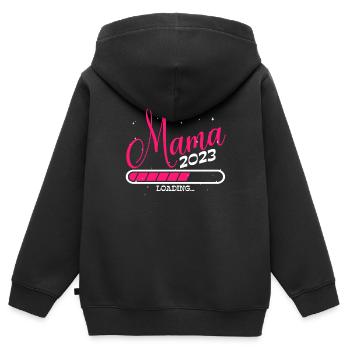 Werdende Mama 2023 Loading - Kinder Premium Organic Zip Hoodie - Schwarz - Hinten - AI Model Kid Male (0cm)