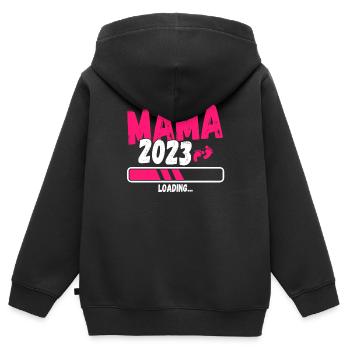 Werdende Mama 2023 - Kinder Premium Organic Zip Hoodie - Schwarz - Hinten - AI Model Kid Male (0cm)