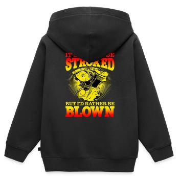 It's Nice To Be Stroked But I'd Rather Be Blown - Kinder Premium Organic Zip Hoodie - Schwarz - Hinten - AI Model Kid Male (0cm)