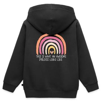 This Is What An Awesome Dyslexic Looks Like - Kinder Premium Organic Zip Hoodie - Schwarz - Hinten - AI Model Kid Male (0cm)