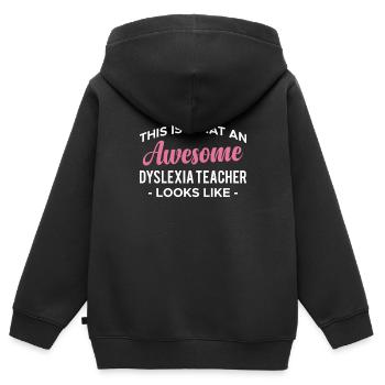 This Is What An Awesome Dyslexia Teacher Looks - Kinder Premium Organic Zip Hoodie - Schwarz - Hinten - AI Model Kid Male (0cm)