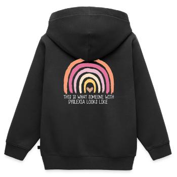 This Is What Someone With Dylexia Looks Like - Kinder Premium Organic Zip Hoodie - Schwarz - Hinten - AI Model Kid Male (0cm)