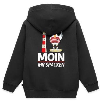Moin Ihr Spacken Möwe Norddeutsch Plattdeutscher - Kinder Premium Organic Zip Hoodie - Schwarz - Hinten - AI Model Kid Male (0cm)