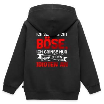 Ich Schau Nicht Böse Ich Grinse Nur Nicht Jeden - Kinder Premium Organic Zip Hoodie - Schwarz - Hinten - AI Model Kid Male (0cm)