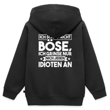 Ich Schau Nicht Böse Ich Grinse Nur Nicht Jeden - Kinder Premium Organic Zip Hoodie - Schwarz - Hinten - AI Model Kid Male (0cm)