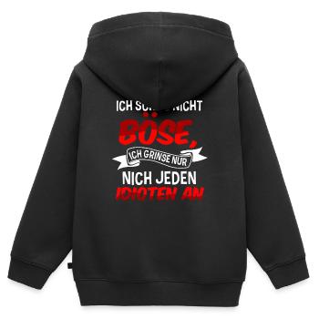 Ich Schau Nicht Böse Ich Grinse Nur Nicht Jeden - Kinder Premium Organic Zip Hoodie - Schwarz - Hinten - AI Model Kid Male (0cm)
