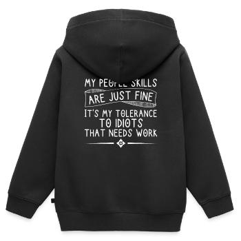 Meine Fähigkeiten Meiner Leute Sind In Ordnung, - Kinder Premium Organic Zip Hoodie - Schwarz - Hinten - AI Model Kid Male (0cm)
