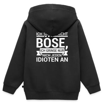 Ich Schau Nicht Böse Ich Grinse Nur Nicht Jeden - Kinder Premium Organic Zip Hoodie - Schwarz - Hinten - AI Model Kid Male (0cm)