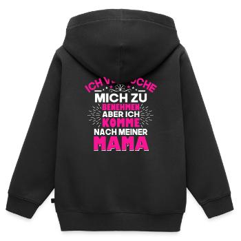 Ich Versuche Mich Zu Benehmen Aber Ich Komme Nach - Kinder Premium Organic Zip Hoodie - Schwarz - Hinten - AI Model Kid Male (0cm)
