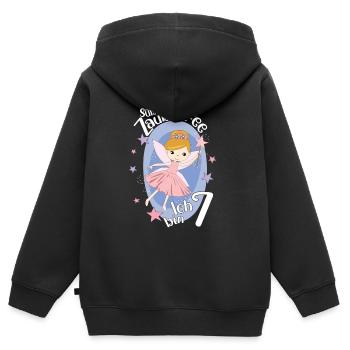Endlich 7 Jahre Mädchen Geburtstagshirt Zauberfee - Kinder Premium Organic Zip Hoodie - Schwarz - Hinten - AI Model Kid Male (0cm)