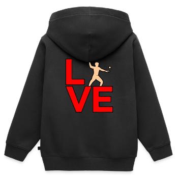 Liebt Schleudern - Kinder Premium Organic Zip Hoodie - Schwarz - Hinten - AI Model Kid Male (0cm)