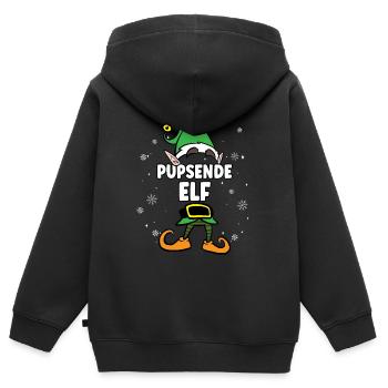 Pupsende Elf Partnerlook Weihnachten - Kinder Premium Organic Zip Hoodie - Schwarz - Hinten - AI Model Kid Male (0cm)