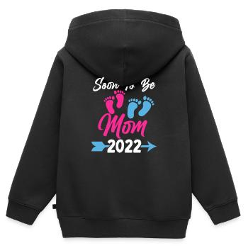 Bald, Um Mutter 2022 Geschlecht Zu Sein, - Kinder Premium Organic Zip Hoodie - Schwarz - Hinten - AI Model Kid Male (0cm)