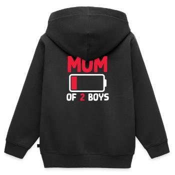 Mutter Von 2 Jungen Schwangerschaft Ankündigung - Kinder Premium Organic Zip Hoodie - Schwarz - Hinten - AI Model Kid Male (0cm)