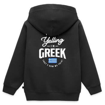 Ich schreie nicht Ich bin Grieche Lustiger griechischer Stolz - Kinder Premium Organic Zip Hoodie - Schwarz - Hinten - AI Model Kid Male (0cm)