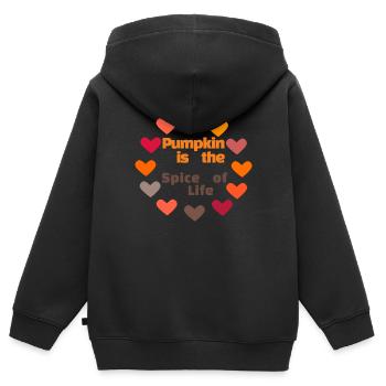 I love clothes / Pumpkin Spice - Kinder Premium Organic Zip Hoodie - Schwarz - Hinten - AI Model Kid Male (0cm)