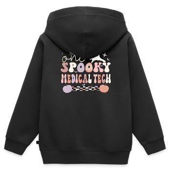 Medical Tech Halloween Med Lab Technologist Cadeaux - Sweat Premium à capuche zippé enfant bio - noir - Dos - AI Model Kid Male (0cm)