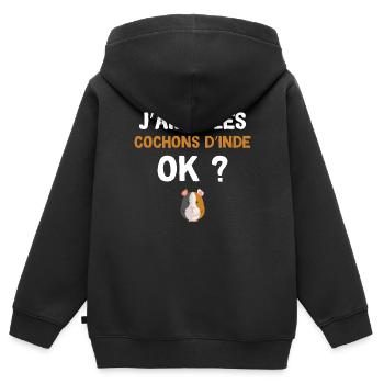 Cochons d'Inde Idée Cadeau Rongeur Passion - Sweat Premium à capuche zippé enfant bio - noir - Dos - AI Model Kid Male (0cm)