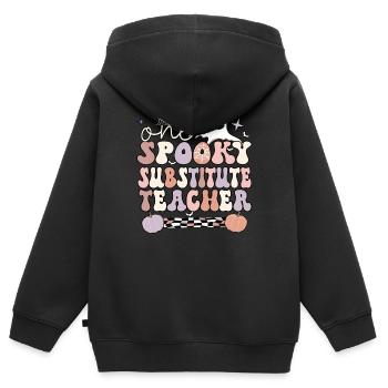 Enseignant suppléant Halloween School Sub Teacher - Sweat Premium à capuche zippé enfant bio - noir - Dos - AI Model Kid Male (0cm)