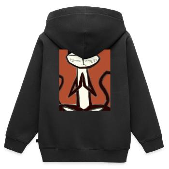 Portrait de chat méditant le cubisme de chat - Sweat Premium à capuche zippé enfant bio - noir - Dos - AI Model Kid Male (0cm)