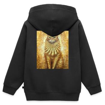 Katzen Portrait Gustav Klimt Style Katze - Kinder Premium Organic Zip Hoodie - Schwarz - Hinten - AI Model Kid Male (0cm)