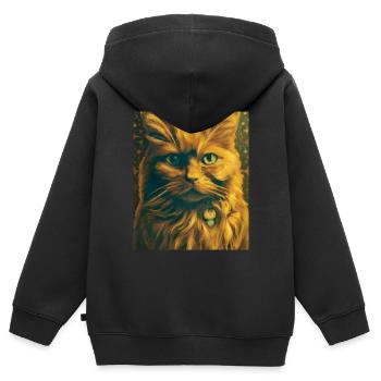 Katzen Portrait Gustav Klimt Style Katze - Kinder Premium Organic Zip Hoodie - Schwarz - Hinten - AI Model Kid Male (0cm)