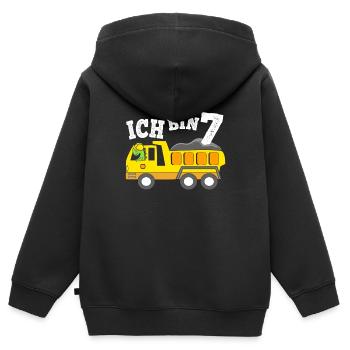 7 Jahre Jungen Geburtstagsgeschenk Dino Kipplaster - Kinder Premium Organic Zip Hoodie - Schwarz - Hinten - AI Model Kid Male (0cm)