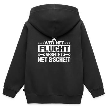 Lustiger Schwäbischer Bauarbeiter Baustelle - Kinder Premium Organic Zip Hoodie - Schwarz - Hinten - AI Model Kid Male (0cm)