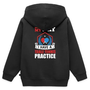 Witziger Tischtennisspieler Spruch - Kinder Premium Organic Zip Hoodie - Schwarz - Hinten - AI Model Kid Male (0cm)