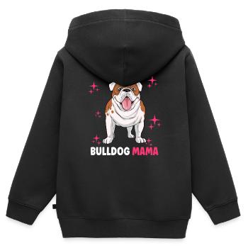 Bulldog Mama - Kinder Premium Organic Zip Hoodie - Schwarz - Hinten - AI Model Kid Male (0cm)