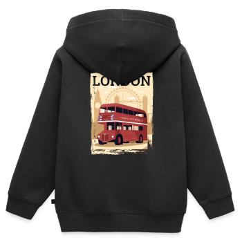 Londres - Sweat Premium à capuche zippé enfant bio - noir - Dos - AI Model Kid Male (0cm)